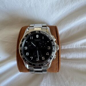 Victorinox Swiss Army Chronograph Watch - Black and Silver Tachymeter